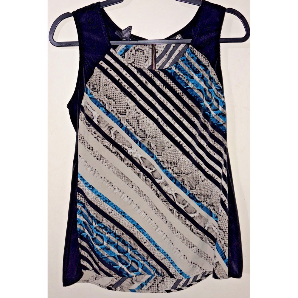 Alfani Womens Multicolor Snakeskin Print Sleeveless Exposed Back Zip‎ Top Size 8